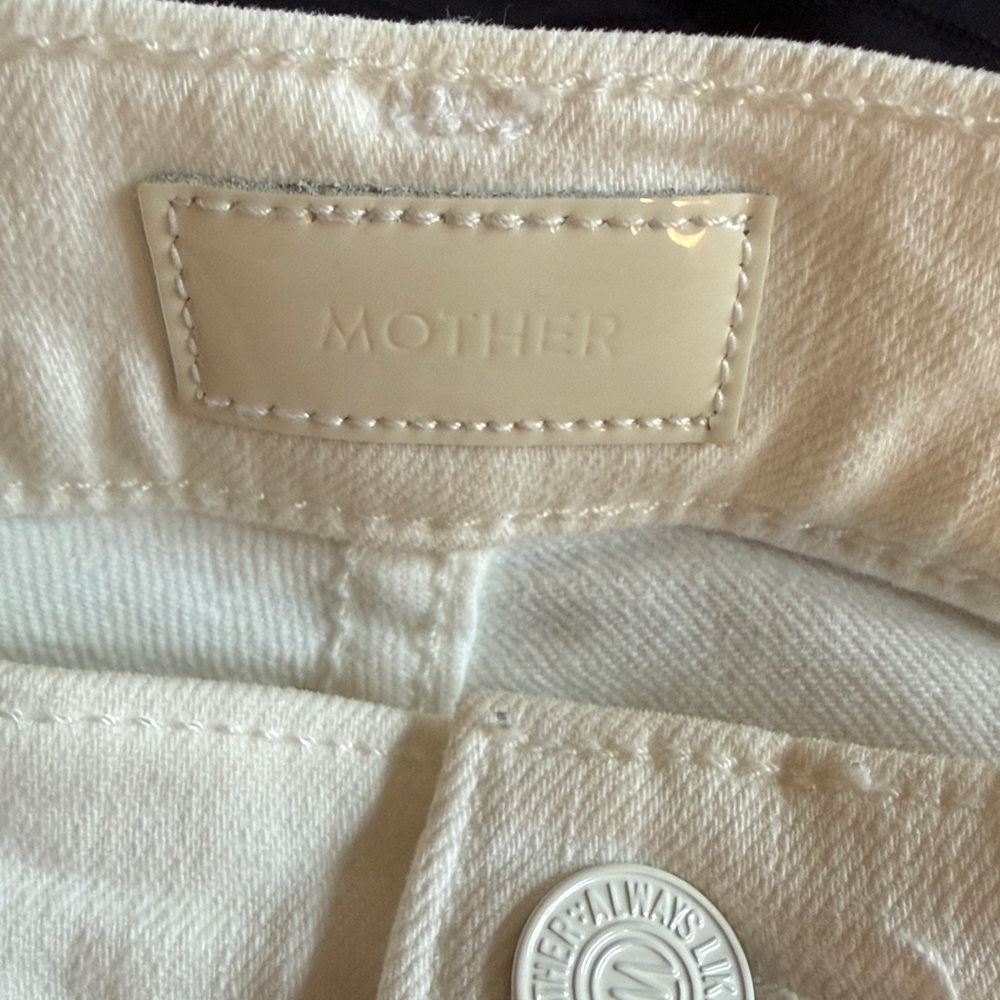 Mother sz 27 Insider Step Fray White Slim Straight Jeans ankle cut good cond - Picture 4 of 8